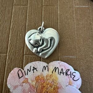 James Avery Retired Sleeping Cat in Heart Charm! 925